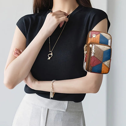 Patchwork Crossbody Bag – Colorblock Mini Shoulder Bag with Zipper