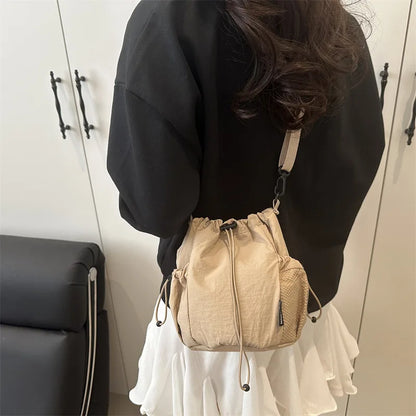 Drawstring Shoulder Crossbody Bag Lightweight Nylon