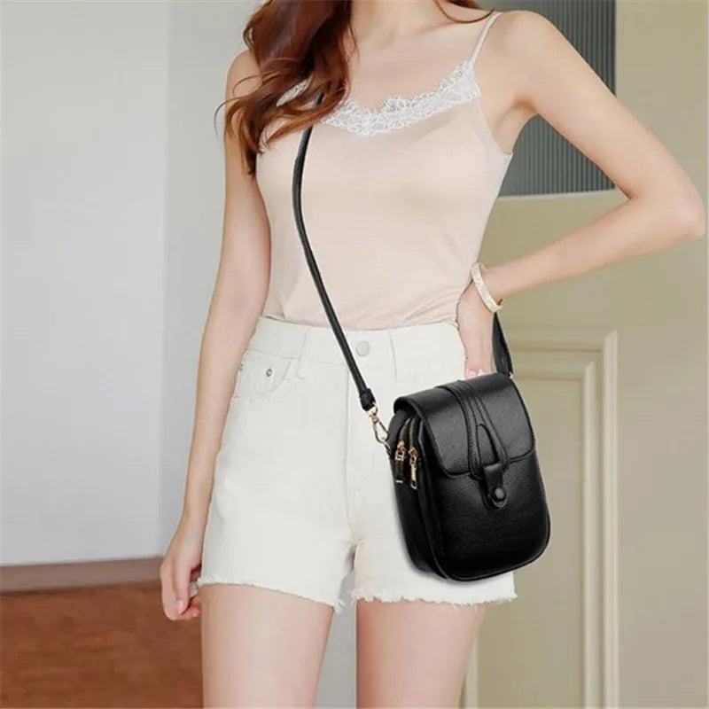 Stylish Flip Open Pu Leather Crossbody Bags Women Versatile Shoulder Purses Phone Pouch Pocket
