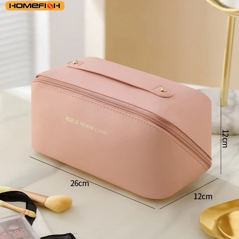Homefish Luxury Zipper Cosmetic Storage Case Portable Travel Makeup Organizer Toiletry Bag Women