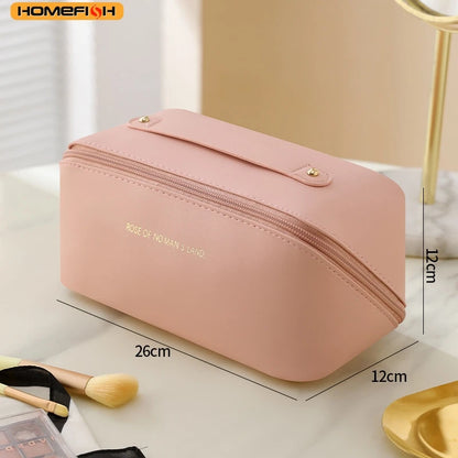 Homefish Luxury Zipper Cosmetic Storage Case Portable Travel Makeup Organizer Toiletry Bag Women