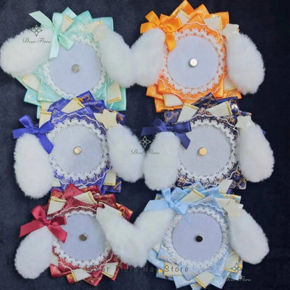 Itabag Badge Holder Rosette with Dog Ear & Bow – Handmade Anime Pin Display