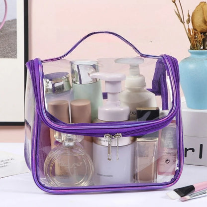 Large Capacity Clear Pvc Cosmetic Bag Waterproof Transparent Toiletry Bag Organizer Top Handle