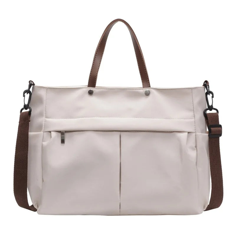 Homefish Stylish Nylon Women S Tote Bag Shoulder Handbag Large Capacity Two Pockets Commuting