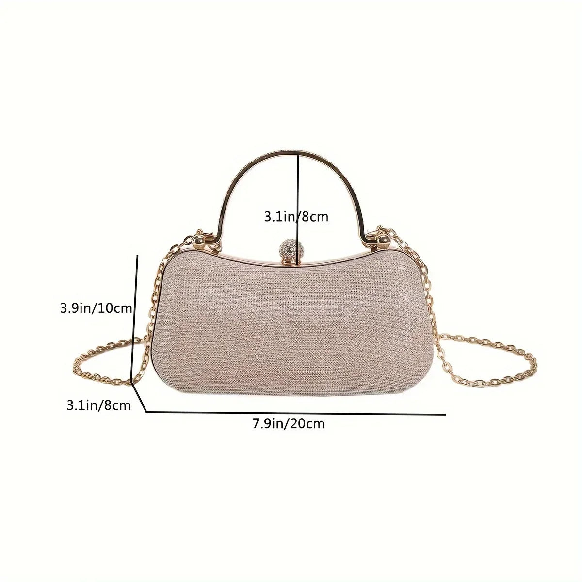 Rhinestone Evening Clutch Bag with Gold Chain Strap