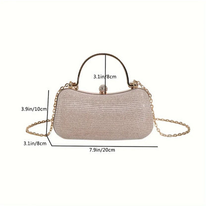 Rhinestone Evening Clutch Bag with Gold Chain Strap