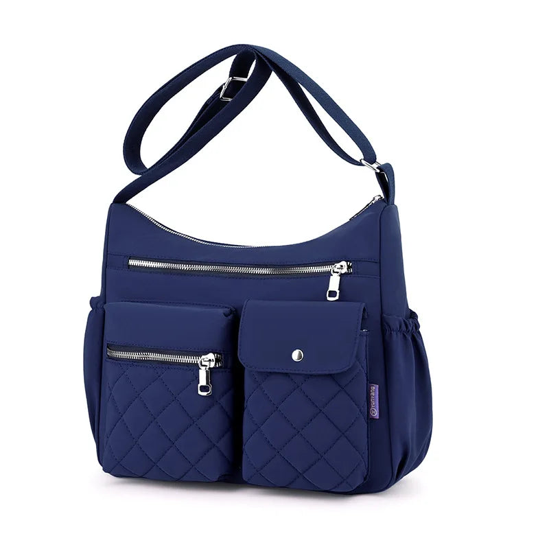 Quilted Shoulder Bag for Women – Multi-Pocket Crossbody Tote Purse
