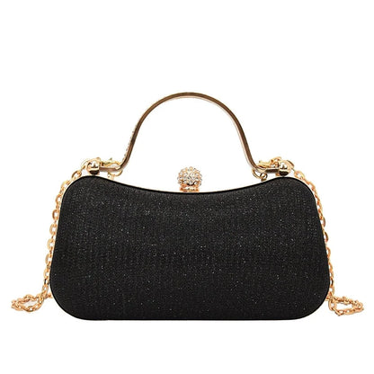 Rhinestone Evening Clutch Bag with Gold Chain Strap