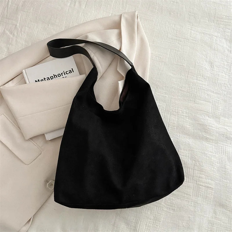 Faux Suede Women S Bag Simple Large Capacity Korean Version Trendy Casual Shoulder Armpit Bag Pure