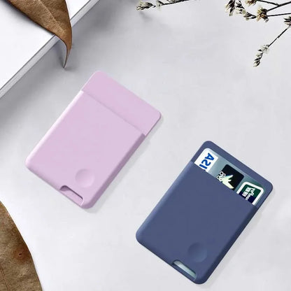 Phone Wallet Case Card Holder Self-Adhesive Silicone Pocket Stick Id Bank Credit Storage Bag