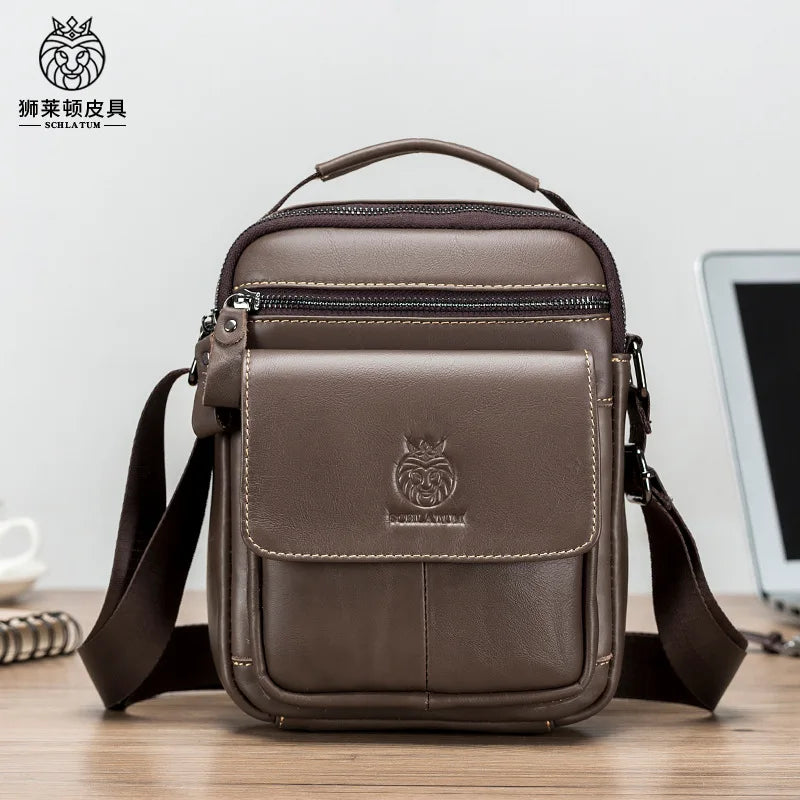 Top-Grain Cowhide Men S Single-Shoulder Bag Crossbody Leather Hand-Held Large-Capacity Bag