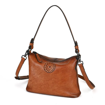 Retro Women S Crossbody Bag Large Capacity Top Layer Cowhide Casual Single-Shoulder Bag Fashionable