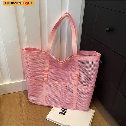 Homefish Multipocket Summer Large Beach Bag Towels Mesh Durable Toys Waterproof Underwear Pocket