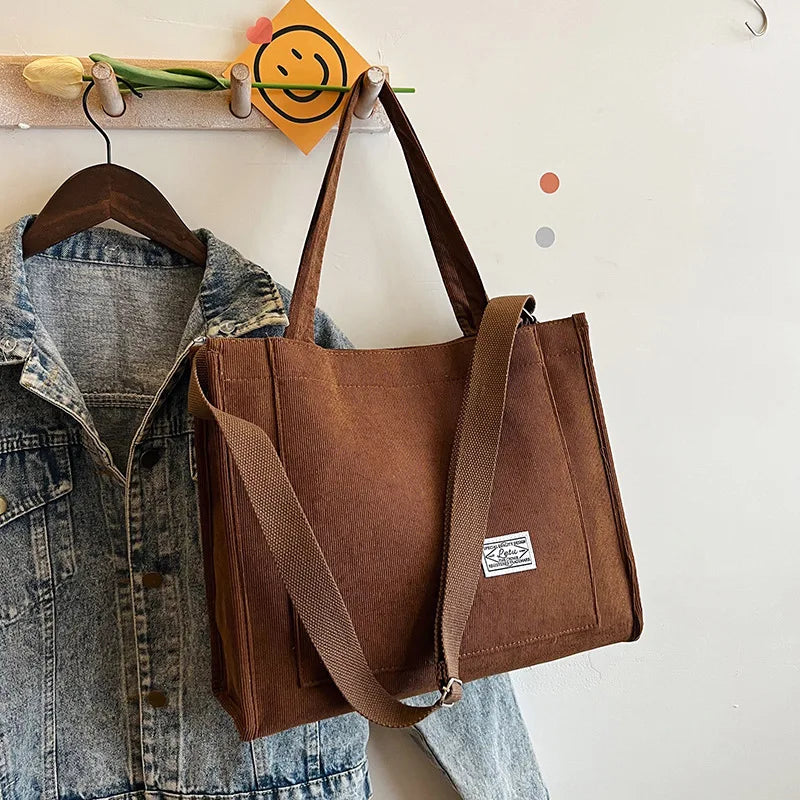 Canvas Tote Bag with Detachable Adjustable Crossbody Strap