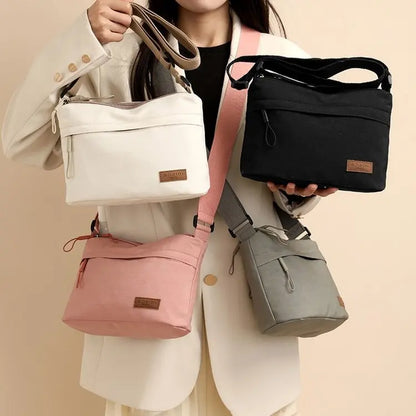 Simple Solid Color Nylon Cloth Women Multifunctional Leisure Waterproof Portable Shoulder Crossbody