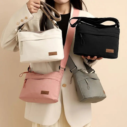 Simple Solid Color Nylon Cloth Women Multifunctional Leisure Waterproof Portable Shoulder Crossbody