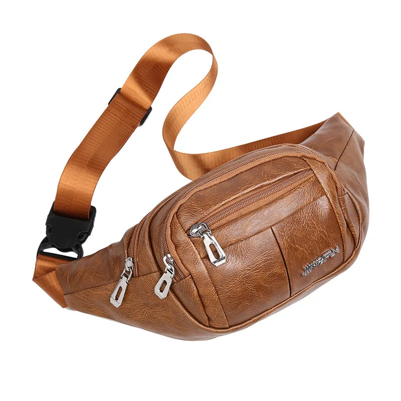 Pu Running Waist Bag Men Women Large Capacity Cross-Body Mobile Phone Storage Cashier Shoulder