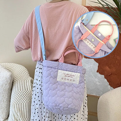 Korean Version Sweet Bento Bag Fashionable Large Capacity Purple Handbag Crossbody Mommy