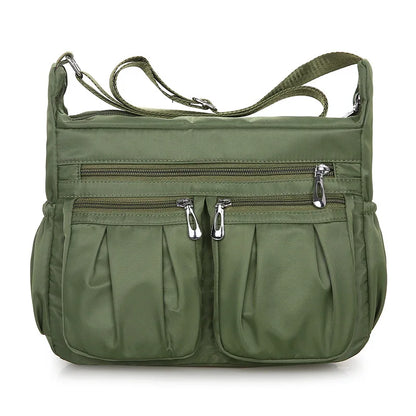 Multi-Pocket Waterproof Nylon Crossbody Bag for Women