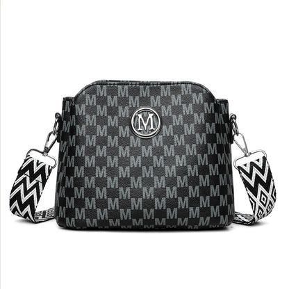 Monogram Crossbody Bag for Women – Retro Faux Leather Shoulder Bag