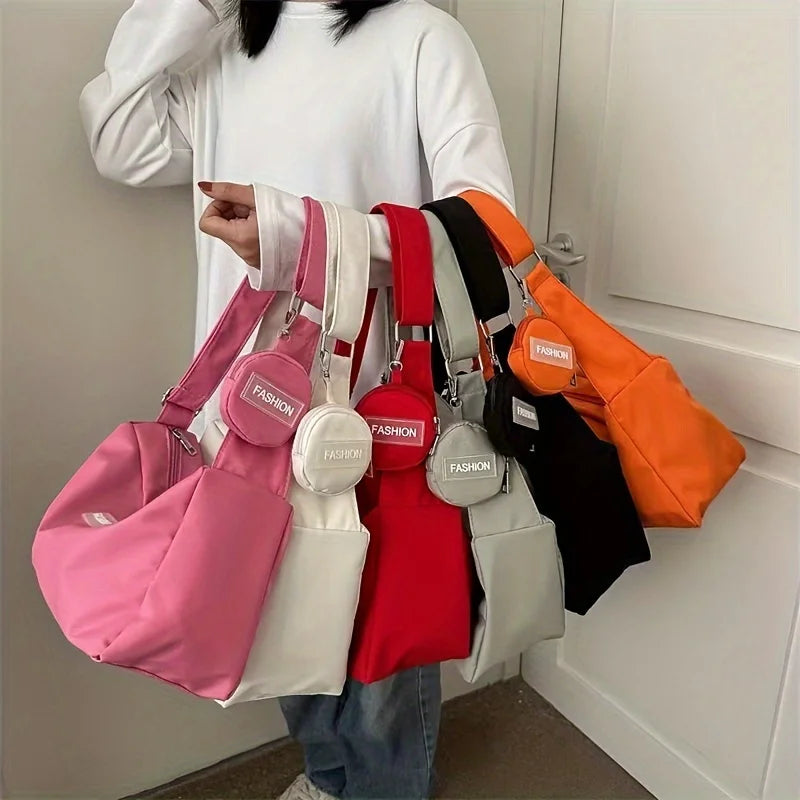 Nylon Crossbody Tote Bag for Women – Lightweight Sling Purse with Coin Pouch