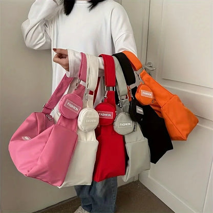 Nylon Crossbody Tote Bag for Women – Lightweight Sling Purse with Coin Pouch