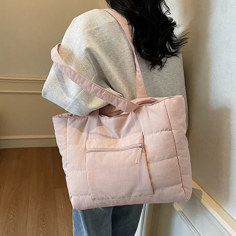 Large Capacity Fabric Tote Bag Lightweight Trendy Shoulder Purses Lady Shopper Shopping Underarm Y2k