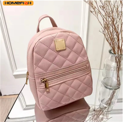 Homefish Female Rhombus Plaid Pattern Bag Large Size Commuter Backpack Casual Minimalist Shoulder