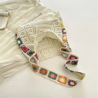 Crochet Tote Bag for Women – Floral Knit Beach Shoulder Bag