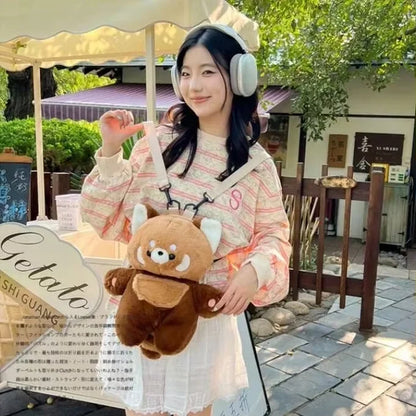 Cute Red Panda Plush Backpack – Kawaii Furry Crossbody Bag