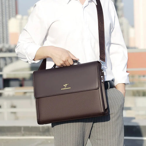 Men Carry Business Horizontal Commuting Work Documents Multi-Layer Large Capacity Briefcase Shoulder