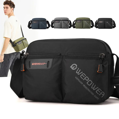 Casual Men S One Shoulder Sling Large Capacity Canvas Waterproof Bag - Waterproof