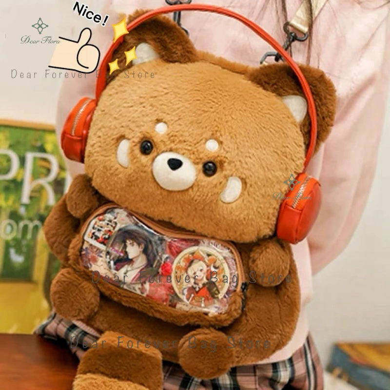 Cute Plush Red Panda Backpack for Women & Girls