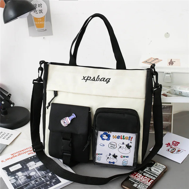 Cute Canvas Tote Bag for Teen Girls – Large School Bag