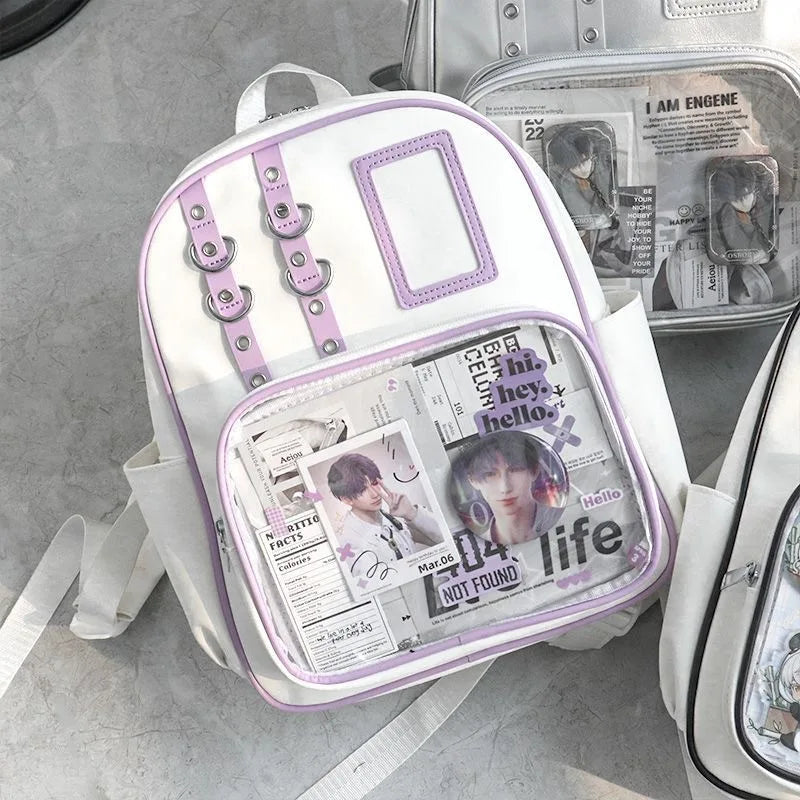 Y2k Cute Mini Backpack Women Kawaii Ita Bag Sweet Girl Transparent Rucksack Diy Display Knapsack