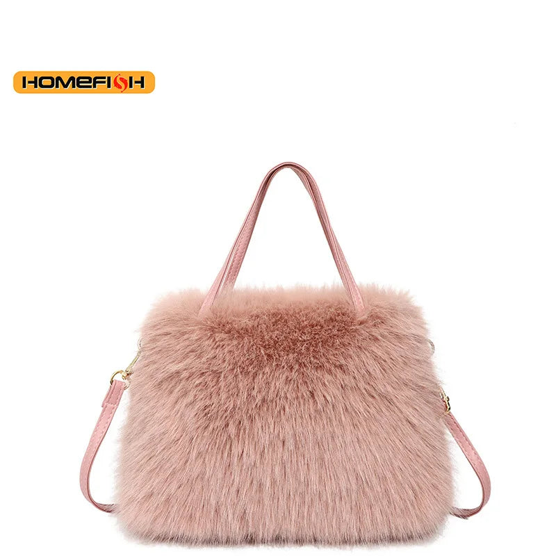 Homefish Autumn Winter Plush Furry Bag Large Capacity Crossbody Shoulder Handbag Women