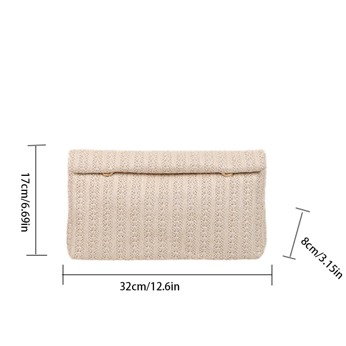 Vacation Wallet Solid Color Woven Straw Flip Bag Large Capacity Portable Handbag Daily Travel