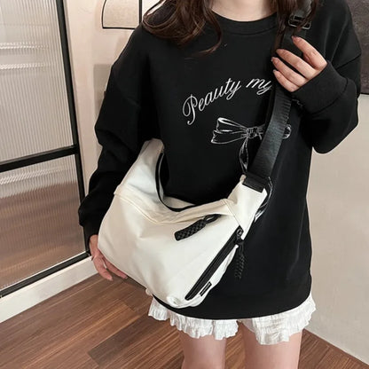 Nylon Crescent Crossbody Bag – Women's Wide Strap Shoulder Messenger Bag