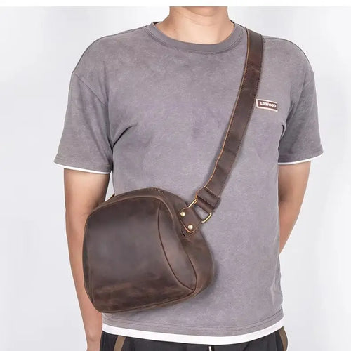Crazy Horse Cowhide Men S Women Retro Crossbody Bag