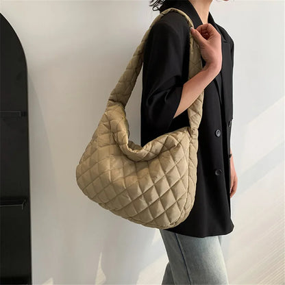 Quilted Hobo Bag – Slouchy Diamond Stitch Shoulder & Crossbody