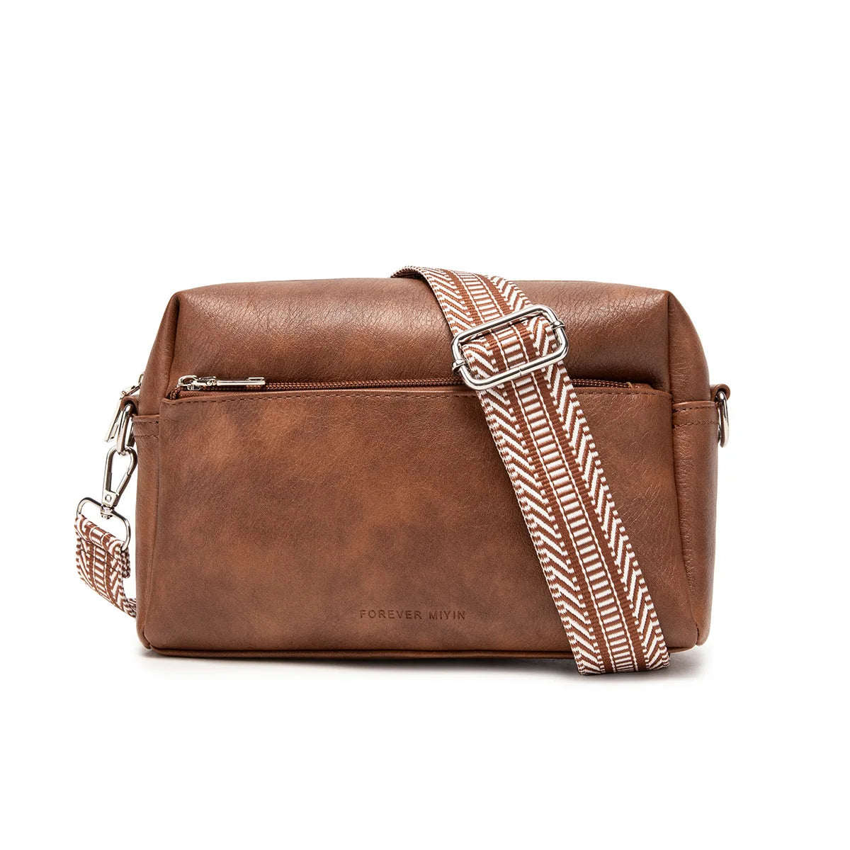 Retro Casual Soft Leather Color Contrast Widened Shoulder Belt Diagonal Cross Bag All Women - Soft