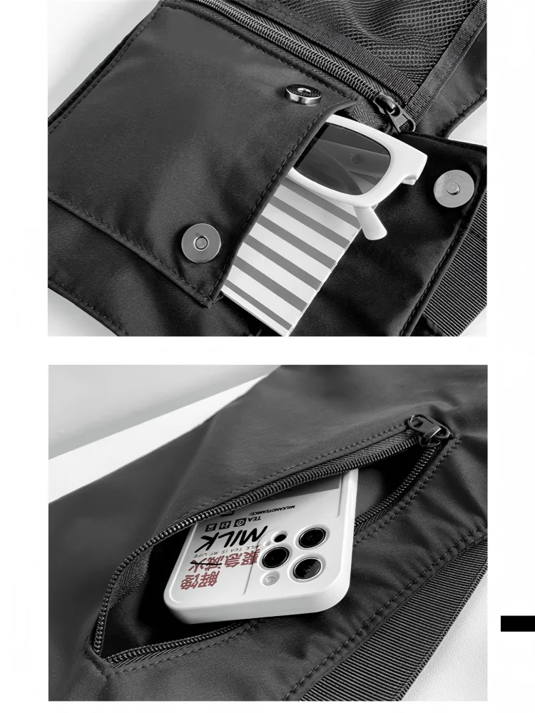 Homefish Hip-Hop Streetwear Unisex Chest Rig Bag Nylon Bags Multi-Function Tactical Vest Backpack