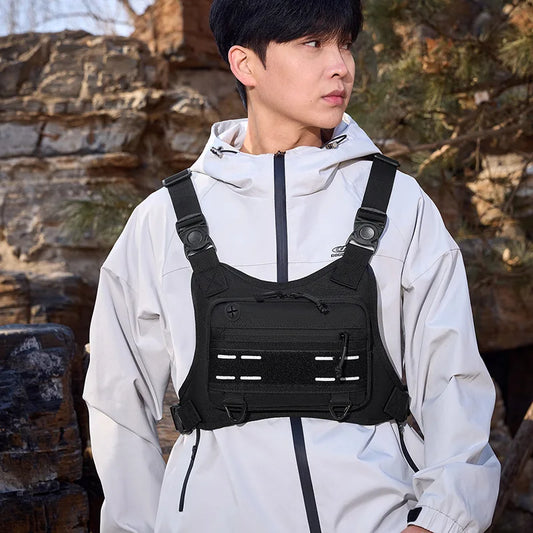 Chest Bag Wear-Resistant Nylon Fabric Men S Tactical Vest Multi-Functional Lightweight Riding Bag