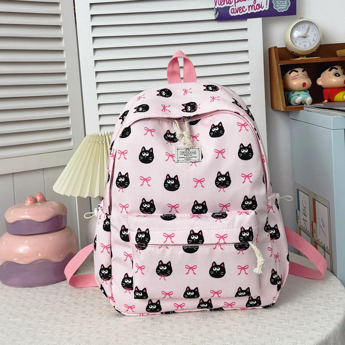 Sweet Cool Cartoon Animal Pattern Girl Backpack Lightweight Nylon Large Capacity Multifunctional