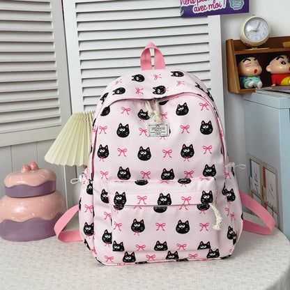 Sweet Cool Cartoon Animal Pattern Girl Backpack Lightweight Nylon Large Capacity Multifunctional