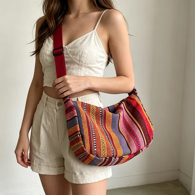 Boho Crossbody Bag – Ethnic Tribal Pattern Hobo Shoulder Purse