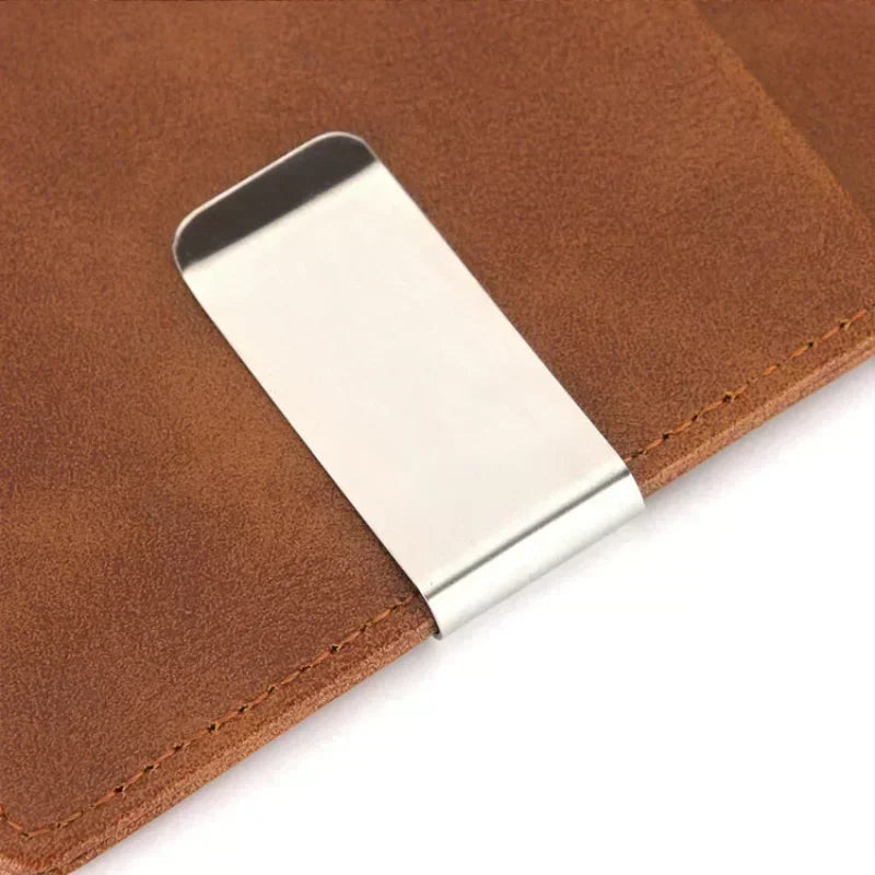 Men S Leather Money Clips Wallet Multifunctional Thin Man Card Purses Women Metal Clamp Cash Holder