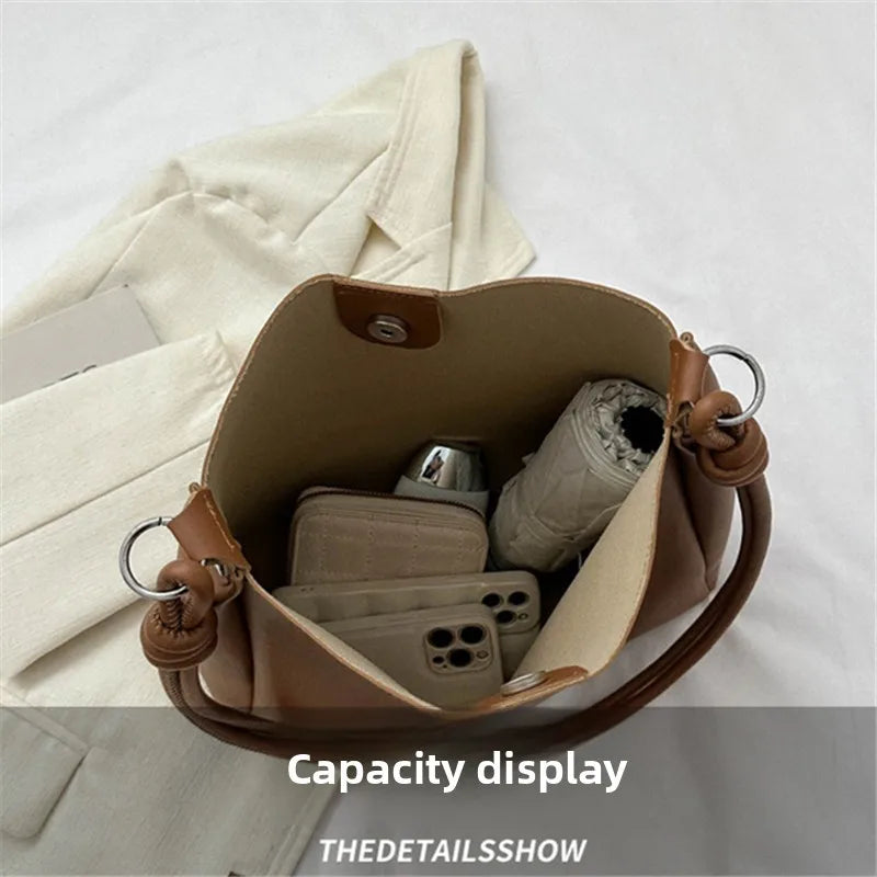 Leather Bucket Tote Bag – Women's Crossbody Shoulder Bag