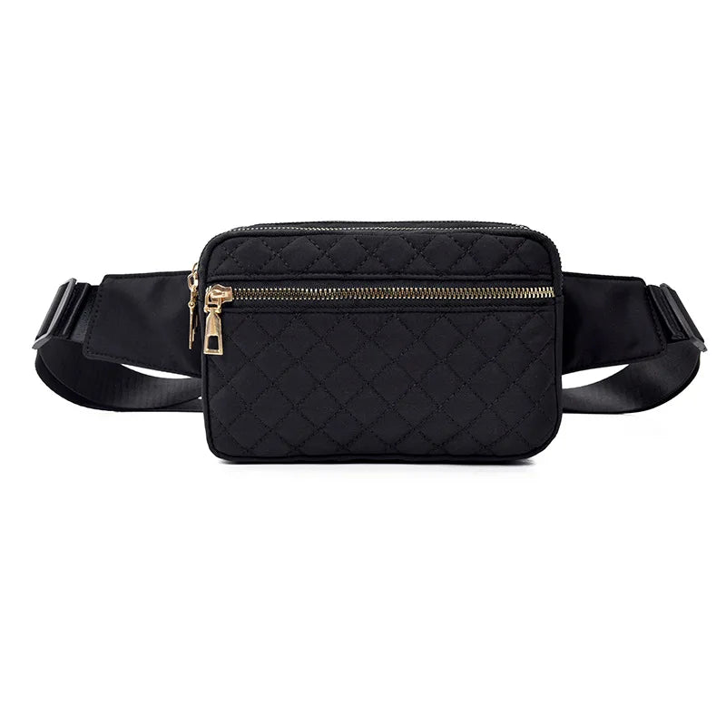 Waist Bag Women Embroidery Line Rhomb Shoulder Cross-Body Leisure All Match Breast Large Capacity