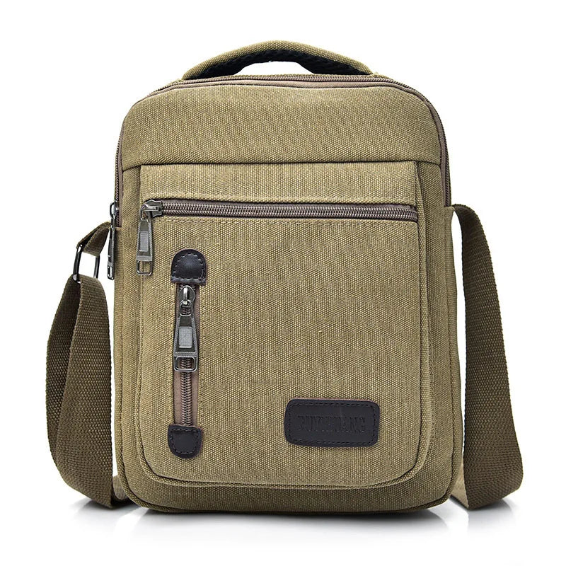 Men S Crossbody Bag Canvas Multi-Compartment Hand-Held Large-Capacity Men S Single-Shoulder Bag